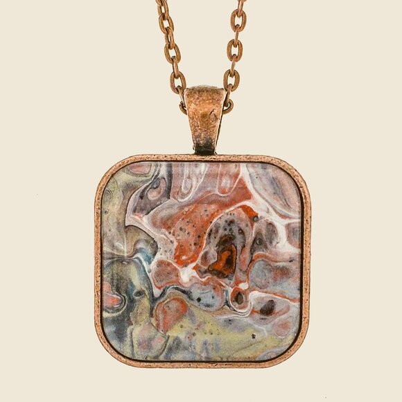 Fluid Art Pendant in Copper & Silver - Picture 1 of 1